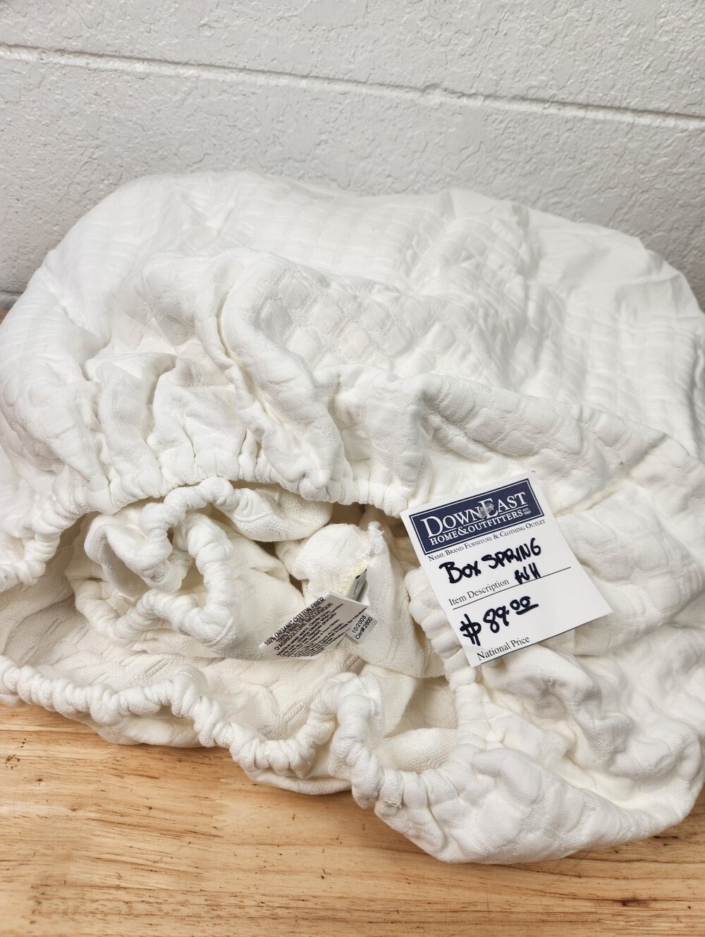 Pottery Barn Boxspring Cover Size Full Bed 12” Drop White Organic Cotton NOS - Picture 7 of 10